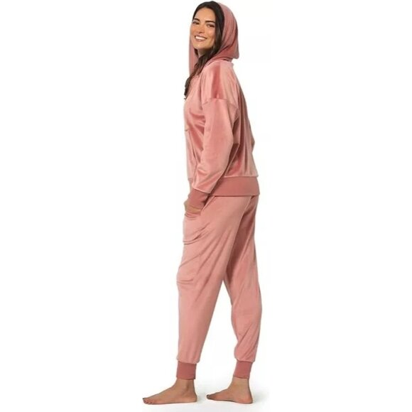 Felina Med 2 Piece Matching Velour Zip Hoodie Jacket Jogger Pants Set Tracksuit - Picture 9 of 10